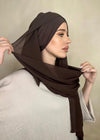 Hijab Mousseline de Soie Duo Marron