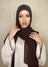 Hijab Mousseline de Soie Duo Marron