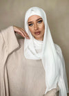 Hijab Mousseline de Soie Duo Blanc cassé