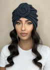 Turban gris bleuté
