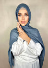 Hijab Viscose froissée premium bleu denim