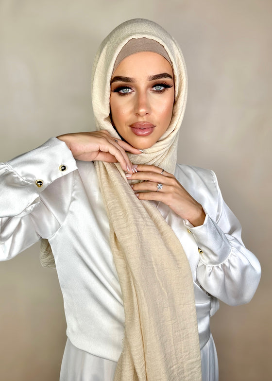 Hijab Viscose froissée premium nude