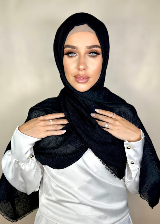 Hijab Viscose froissée premium noir