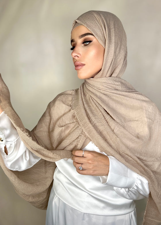 Hijab Viscose froissée premium beige