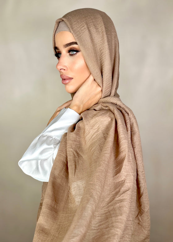 Hijab Viscose froissée premium beige rosé