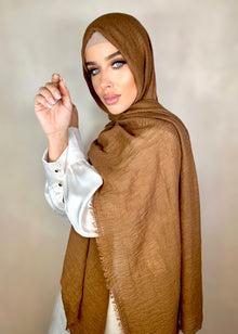  Hijab Viscose froissée premium marron