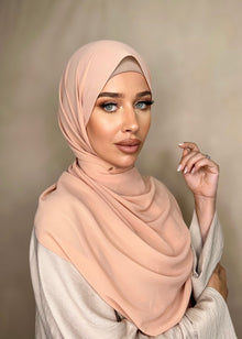  Hijab Mousseline de Soie rose poudré