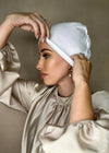 Bonnet Hijab à nouer satin Blanc