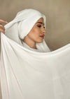Hijab Mousseline de Soie Duo Blanc cassé