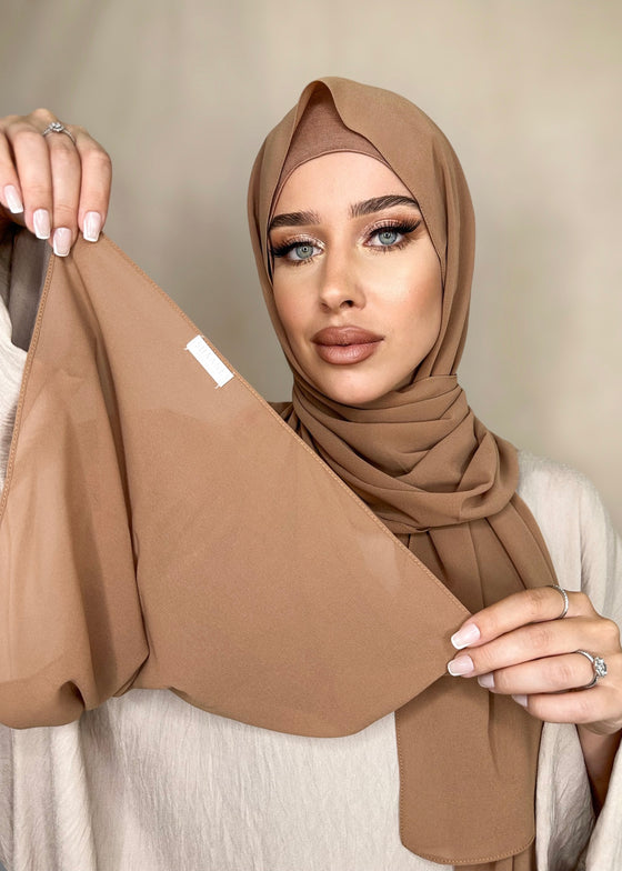 Hijab Mousseline de Soie Duo Moka