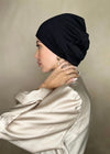 Bonnet Hijab à nouer satin Noir