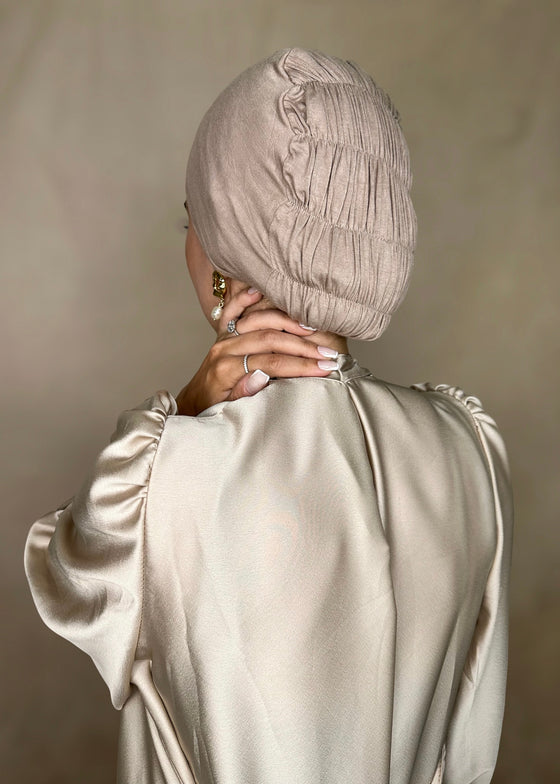 Bonnet Hijab intégral à nouer Beige