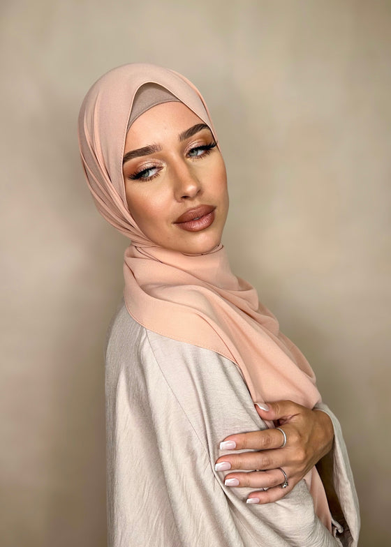 Hijab Mousseline de Soie rose poudré
