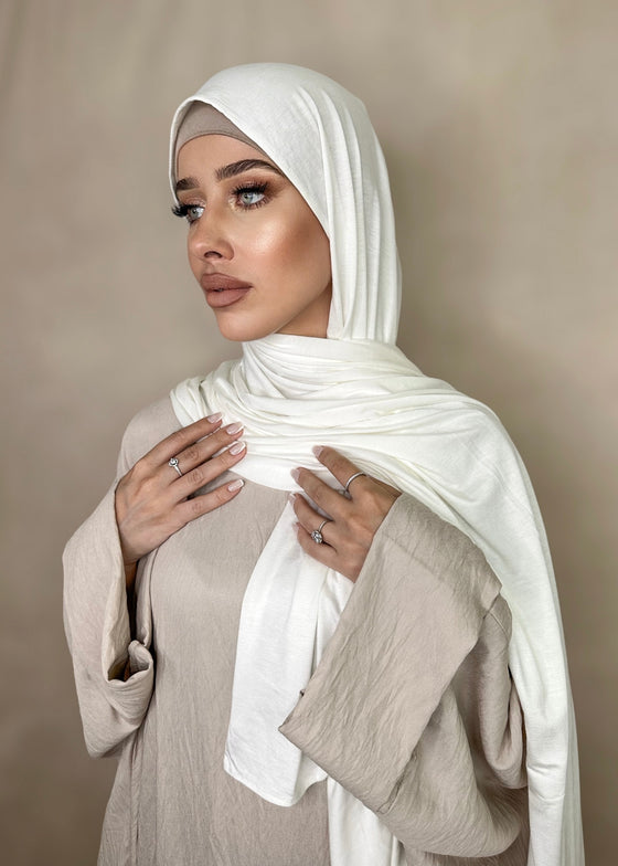 Hijab Jersey Premium blanc cassé