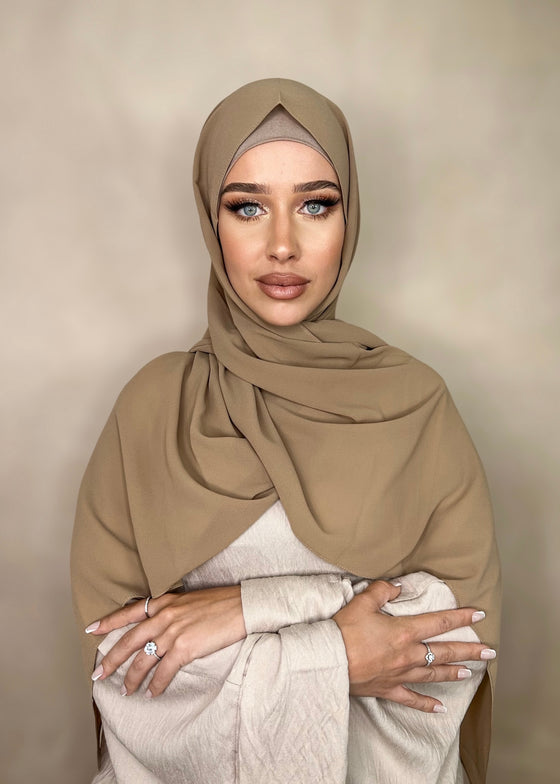 Hijab Mousseline de Soie Moka