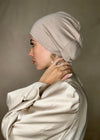 Bonnet Hijab à nouer satin Beige