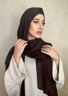 Hijab Mousseline de Soie Duo Marron