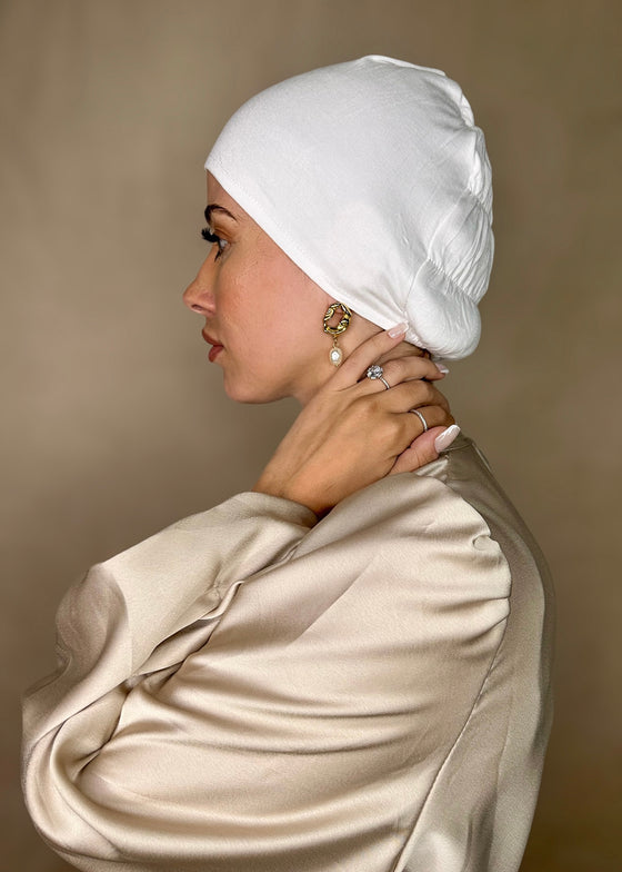 Bonnet Hijab intégral à nouer Blanc